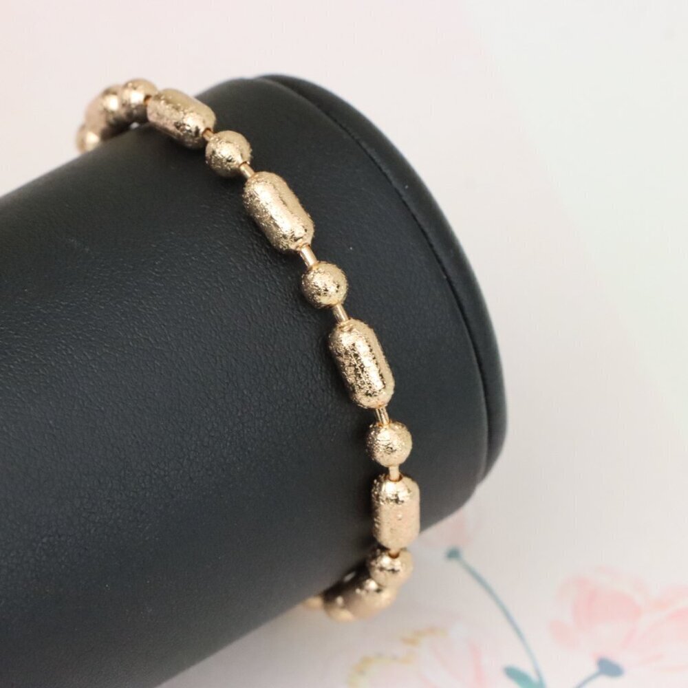 "Rose Gold Textured Bead Bracelet with Adjustable Chain, XPBL1156